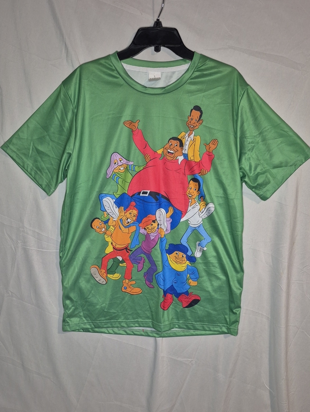 Fat Albert and Cosby Kids Green Graphic Crewneck Tee - Cartoon Character Print